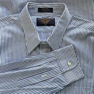 Joseph A Bank Executive Collection Striped Dress Shirt Mens Tall 17.5, 37 length